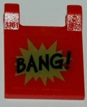 Flag 2 x 2 Square with Flat Edge with 'BANG!' Small Font and Lime Starburst Explosion Horizontal Pattern on Both Sides (Stickers) - Set 7888