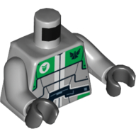 Lego Torso Robot with Wide Black Belt and Bright Green Plates and Galaxy Squad Logo Print, Light Bluish Gray Arms, Black Hands / Light Bluish Gray
