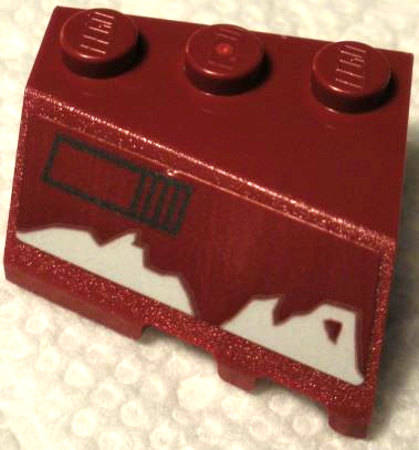 Lego Wedge 3 x 3 Sloped Left with Light Bluish Gray Damage and Black Rectangle (Missile Launcher) Pattern (Sticker) - Set 75312