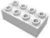 Lego Minitalia Brick 2 x 4 with Centre Cross Supports / White