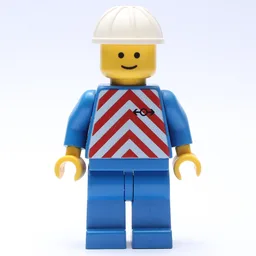 Train Worker - Red Vest, Blue Legs, White Helmet, Plain Face