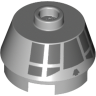 Lego Brick Round 2 x 2 Truncated Cone with Dark Bluish Gray Millennium Falcon Cockpit Print / Light Bluish Gray