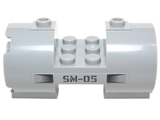 Lego Cylinder 3 x 6 x 2 2/3 Horizontal - Square Connections with Black Vents and 'SM-05' Pattern Model Left Side (Sticker) - Set 70724