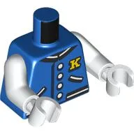 Torso, Jacket, White/Black Trim, Yellow 'K' Print, White Arms and Hands / Blue