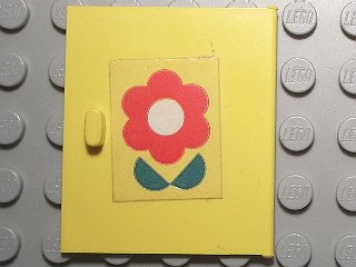 Lego Homemaker Cupboard Door 4 x 4 with Red Flower and Green Leaves Pattern, Door Handle Left (Sticker) - Set 263-1