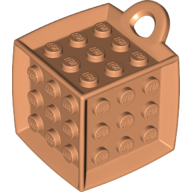 Lego Die - 6 Sided with 3 x 3 Centre Studs, and Ring (DOTS) / Nougat