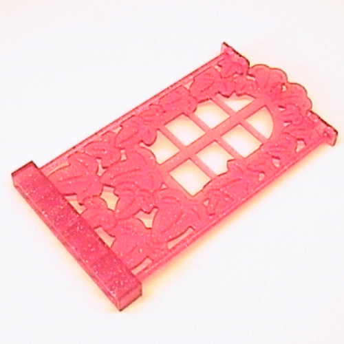 Lego Belville, Wall, 1 x 8 x 12 with Ivy and Window / Glitter Trans-Dark Pink