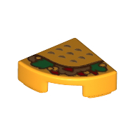 Lego Tile Round 1 x 1 Quarter with Taco Print