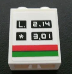 Brick 1 x 2 x 2 with Inside Axle Holder with 'L. 2.14' and '* 3.01' Pattern (Sticker) - Set 3180