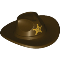 Lego Hat Very Wide Brim, Outback Style [Fedora] with Gold Sheriff Star Print