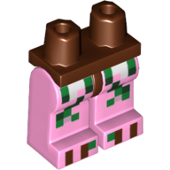 Lego Hips and Bright Pink Legs with Pixelated Green, White, Brown, Dark Green Squares / Reddish Brown