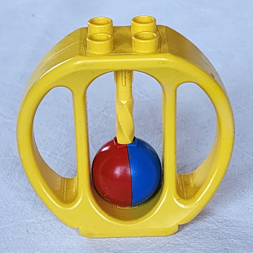 Lego Duplo Rattle Oval with Red and Blue Ball Wheel / Yellow