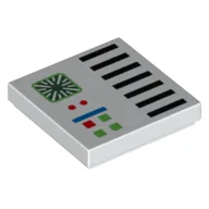 Tile 2 x 2 with Control Panel Buttons, Black Lines Print / White