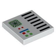 Lego Tile 2 x 2 with Control Panel Buttons, Black Lines print / White
