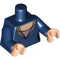 Torso, Low-Cut Top, Light Nougat Neck, Pink Undershirt Print, Dark Blue Arms, Light Nougat Hands / Dark Blue