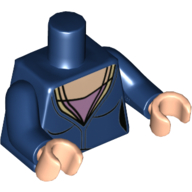 Lego Torso Low-Cut Top, Light Nougat Neck, Pink Undershirt Print, Dark Blue Arms, Light Nougat Hands / Dark Blue