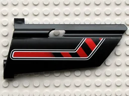 Technic, Panel Fairing #20 Large Long, Small Hole, Side A with Red / Black Diagonal Stripe Bent Pattern (Sticker) - Set 8285