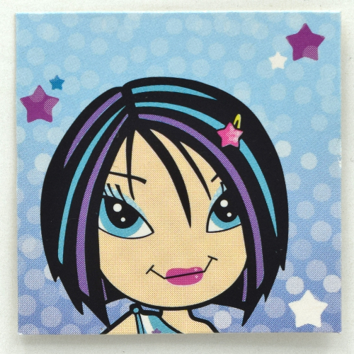 Lego Clikits Insert 4 x 4 with 'Star' on Blue Background Print