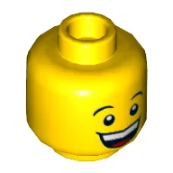 Minifig Head Bluecoat Soldier, Large Smile / Sad with Tear / Yellow