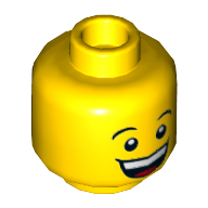 Lego Minifig Head Bluecoat Soldier, Large Smile / Sad with Tear / Yellow