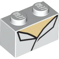 Brick 1 x 2 with Shirt Print / White