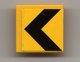 Lego Road Sign 2 x 2 Square with Clip with Black Chevron Pattern (Sticker) - Set 8364