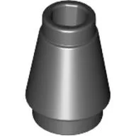 Cone 1 x 1 [Top Groove] / Black