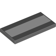 Lego Tile 2 x 4 with White Stripe Print / Dark Bluish Gray
