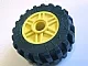 Wheel 18mm D. x 14mm with Pin Hole, Fake Bolts and Shallow Spokes with Black Tire 30.4 x 14 Offset Tread (55981 / 30391) / Yellow