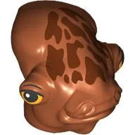 Minifig Head Special, Mon Calamari with Dark Brown Spots, Orange Eyes Print / Dark Orange