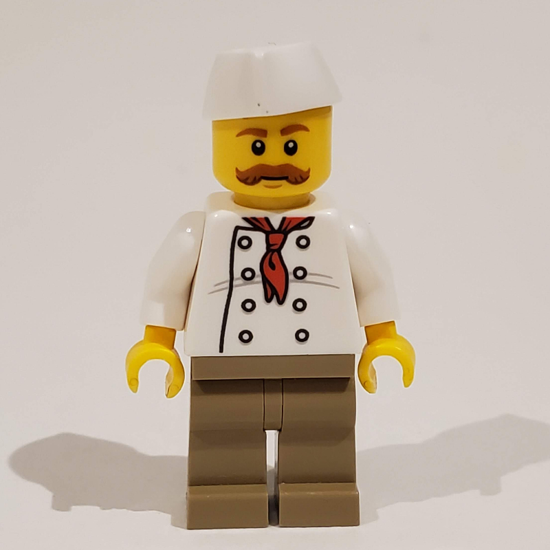 Lego Chef, Red Neckerchief, Dark Tan Legs, Butchers Hat