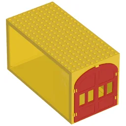 Fabuland, Building, Garage Block with Blue Windows and Red Doors / Yellow