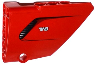 Lego Technic, Panel Fairing #14 Large Short Smooth, Side B with Air Intake and 'V8' Pattern (Sticker) - Set 8070
