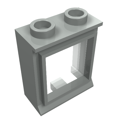 Lego Window 1 x 2 x 2 Classic, Short Lip [with Glass] / Light Gray