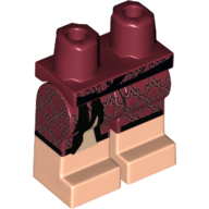 Lego Hips with Dark Red Legs and Light Nougat Boots Pattern with Dressing Gown Robe Tails with Black Brocade Print / Dark Red