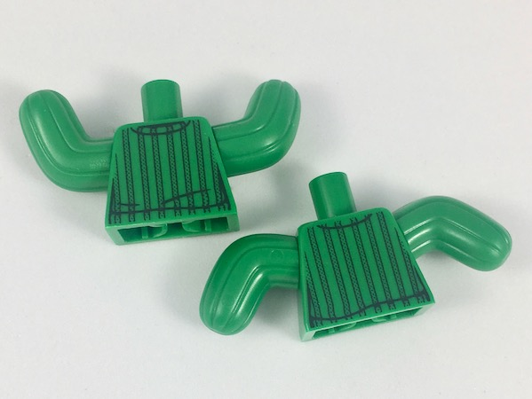 Lego Torso with Black Hems and Vertical Stripes Pattern / Green Cactus Arms