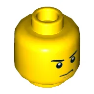 Minifig Head Samurapper, Eyebrows and Scowl, White Pupils Print / Yellow