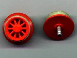 Train Wheel Spoked for Motor with Light Gray Train Rim for 4.5V & 12V Locomotive Wheels (wheel2a / trainrim) / Red