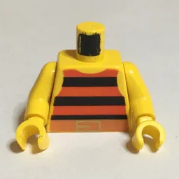 Torso, Vest with Red and Black Stripes with Gold Belt Buckle Print, Yellow Arms and Hands