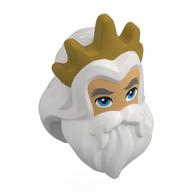 Lego Mask, Hair and Beard, Dark Bluish Grey Eyebrows, Warm Tan Face, Gold Crown Print (King Triton) / White