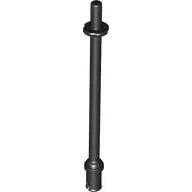 Bar 8L - Two Stop Rings / One Pin, Technic Figure Ski Pole [Rounded End] / Black