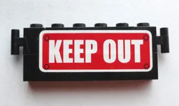 Stickered Assembly 6 x 1 x 2 with White 'KEEP OUT' on Red Sign Pattern (Sticker) - Set 4850