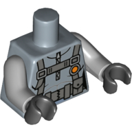 Lego Torso Scuba Suit, Utility Belt with 2 Pouches, Orange Circle Button/Badge Print, Light Bluish Gray Arms, Black Hands / Sand Blue