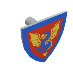 Shield Triangular with Blue Dragon Print / Light Gray