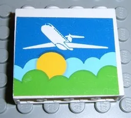 Panel 1 x 4 x 3 - Solid Studs with Airplane above Sun & Clouds Pattern (Sticker) - Set 1772