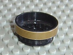 Lego Wheel 30mm D. x 13mm (13 x 24 Model Team) with Black Stripes on Gold Pattern (Sticker) - Set 8007