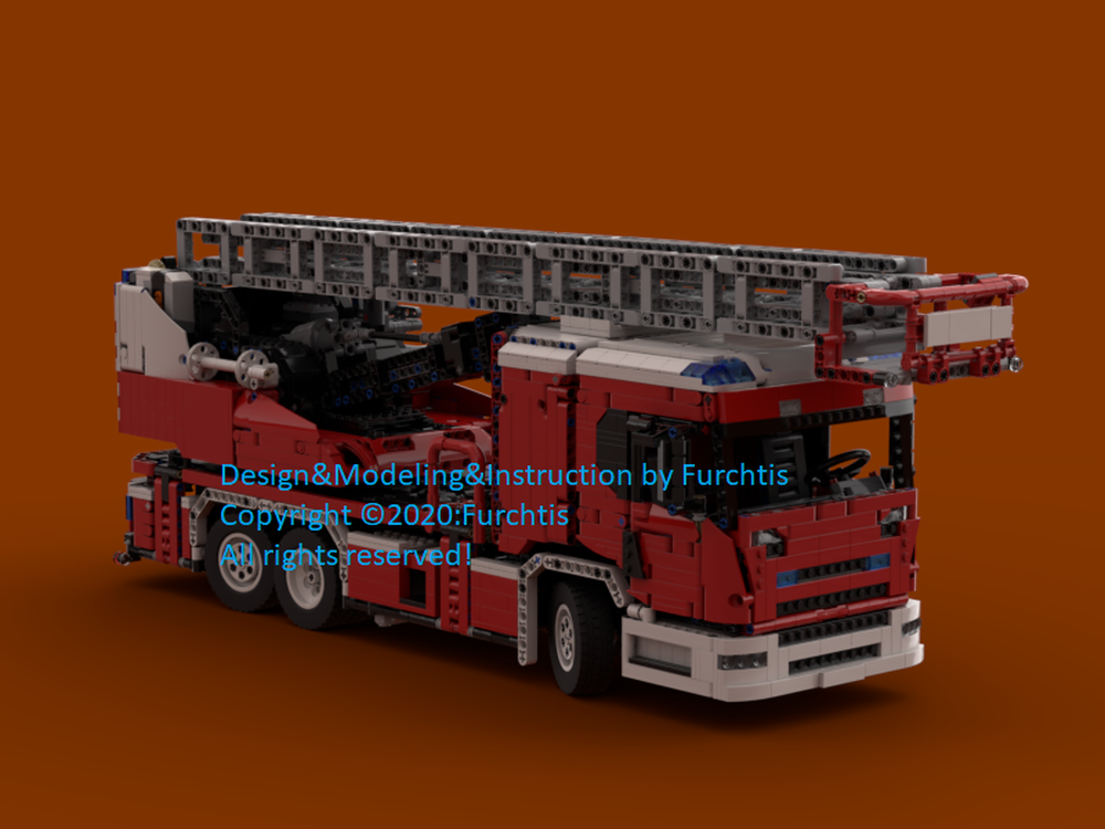 Lego Scania L fire engine with turntable ladder full RC
