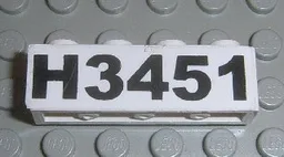 Brick 1 x 4 with Black 'H3451' Pattern (Sticker) - Set 3451