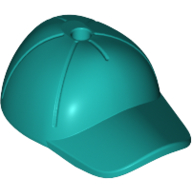 Lego Hat / Cap Short Curved Bill with Seams and Hole on Top / Dark Turquoise