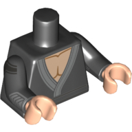 Lego Torso Tunic Robe, Bare Chest / 'Z' on Back Print, Black Arms, Light Nougat Hands / Black